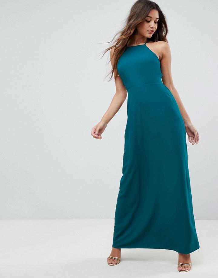 Asos Tie Back Maxi Dress - Green