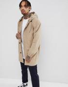 Asos Design Hooded Light Weight Parka In Stone - Stone