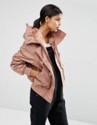 Asos Bomber Jacket In Vintage Ma1 Styling - Pink