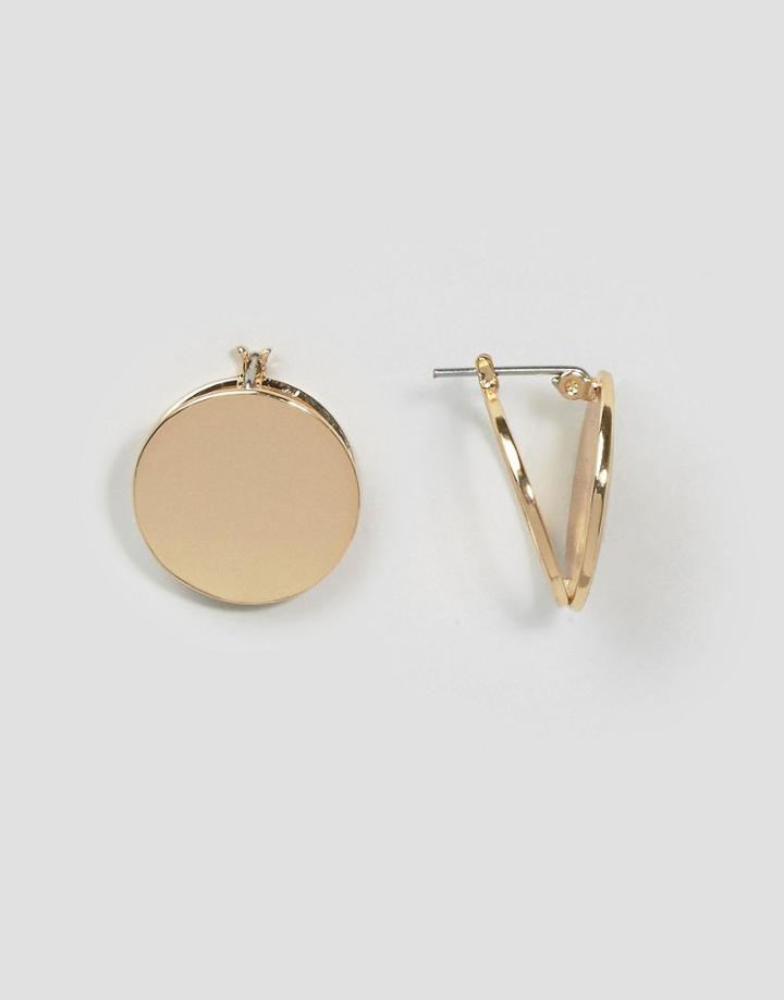 Asos Circle Front & Back Stud Earrings - Gold