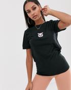 New Love Club Pig Embroidered Graphic T-shirt-black