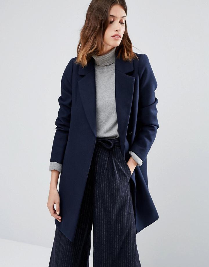Warehouse Smart Tailored Coat - Navy