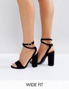 Truffle Collection Wide Fit Wrap Ankle Strap Heeled Sandal - Black