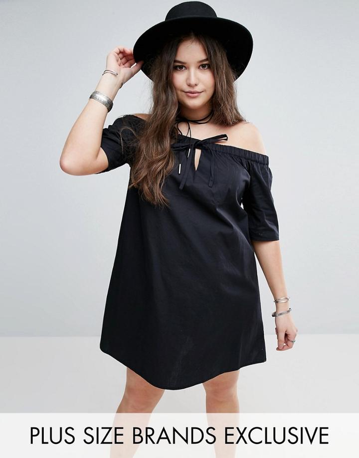 Missguided Plus Tie Detail Bardot Dress - Black
