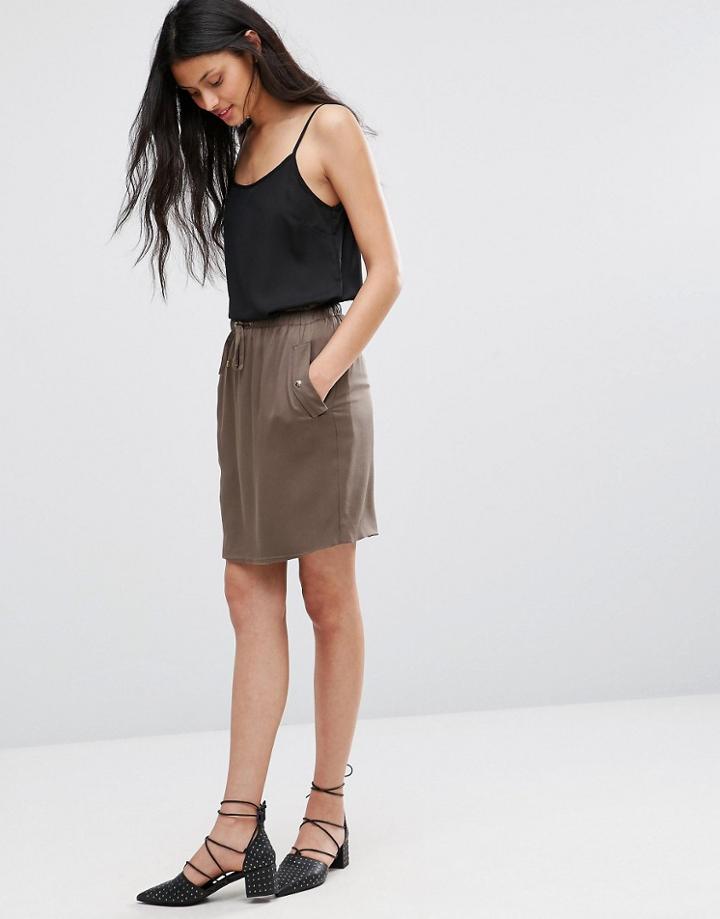 Lavand Elastic Tie Waist Skirt - Green
