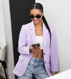 Vila Petite Exclusive Tailored Blazer In Lilac-purple