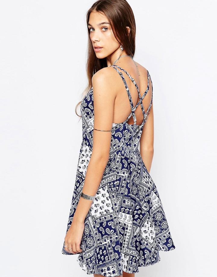 Brave Soul Cross Over Strap Detail Sun Dress