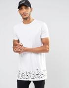 Asos Super Longline T-shirt With Burnout And Distressing In White - White