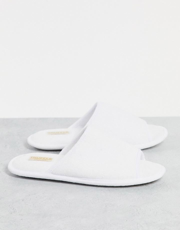 Truffle Collection Waffle Slide Slippers In White