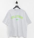 Collusion Unisex T-shirt With Collegiate Logo Print In Gray Heather-grey