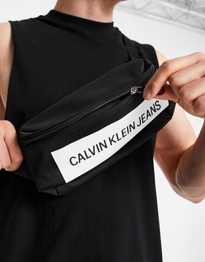Calvin Klein Jeans Fanny Pack With Panel Logo In Black
