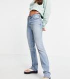 Asos Design Tall Organic Mid Rise '90's' Straight Leg Jeans In Lightwash-blues