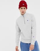 Champion Reverse Weave 1/4 Zip Sweatshirt With Small Logo In Gray - Gray