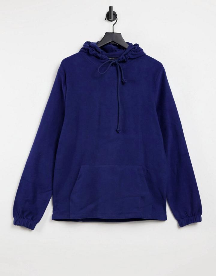 Asos Design Hoodie In Blue Reverse Fleece-blues