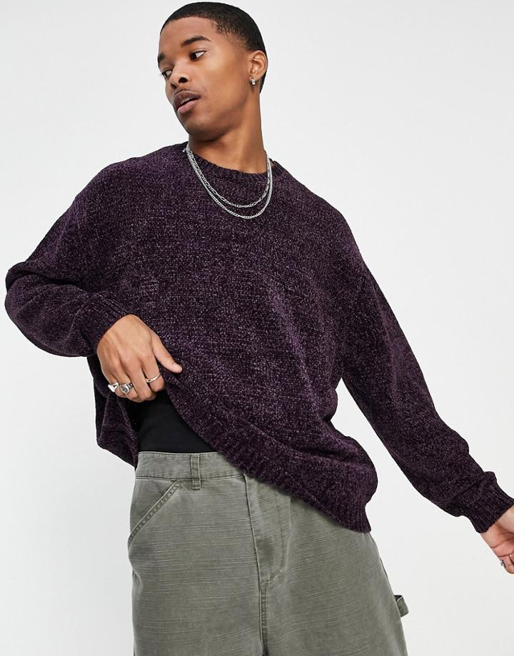 Asos Design Knit Chenille Sweater In Purple