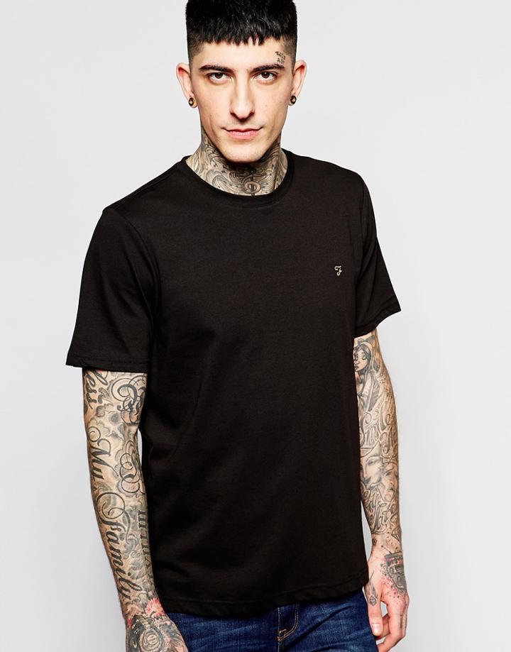 Farah T-shirt With F Logo In Reg Fit - Black