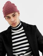 Asos Design Fisherman Beanie In Dark Burgundy - Red