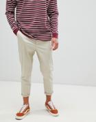 Asos Design Tapered Cropped Chinos In Beige - Beige