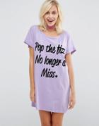 Asos Bridal Pop The Fizz No Longer A Miss Oversized Tee - Multi