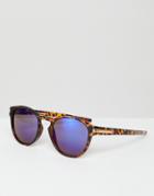 7x Animal Print Sunglasses With Blue Lense - Brown