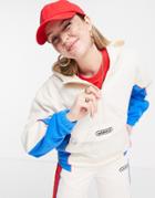 Adidas Originals 'retro Luxury' Hoodie In Off White And Red With Monogram Print