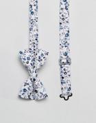 Asos Bow Tie In Ditzy Floral - White