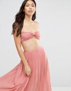 Asos Beach Bandeau Top With Twist Front Co-ord - Pink