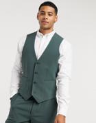 Asos Design Super Skinny Suit Suit Vest In Forest Green