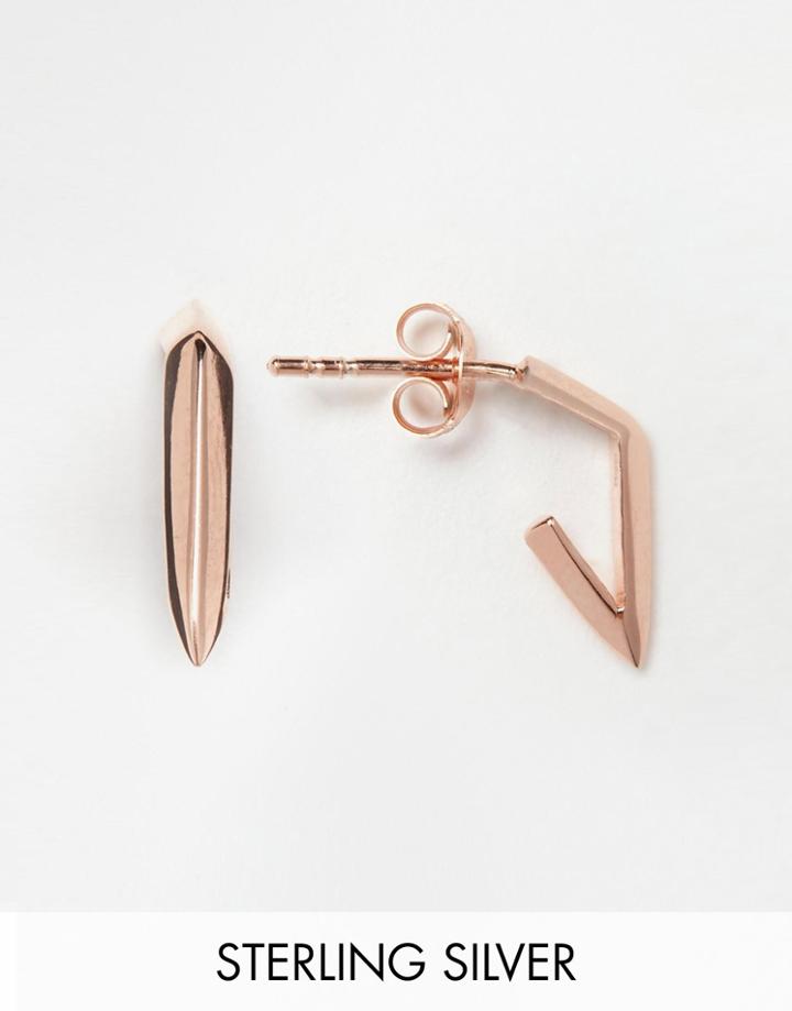 Asos Rose Gold Plated Sterling Silver Geo Triangle Earrings - Rose Gold