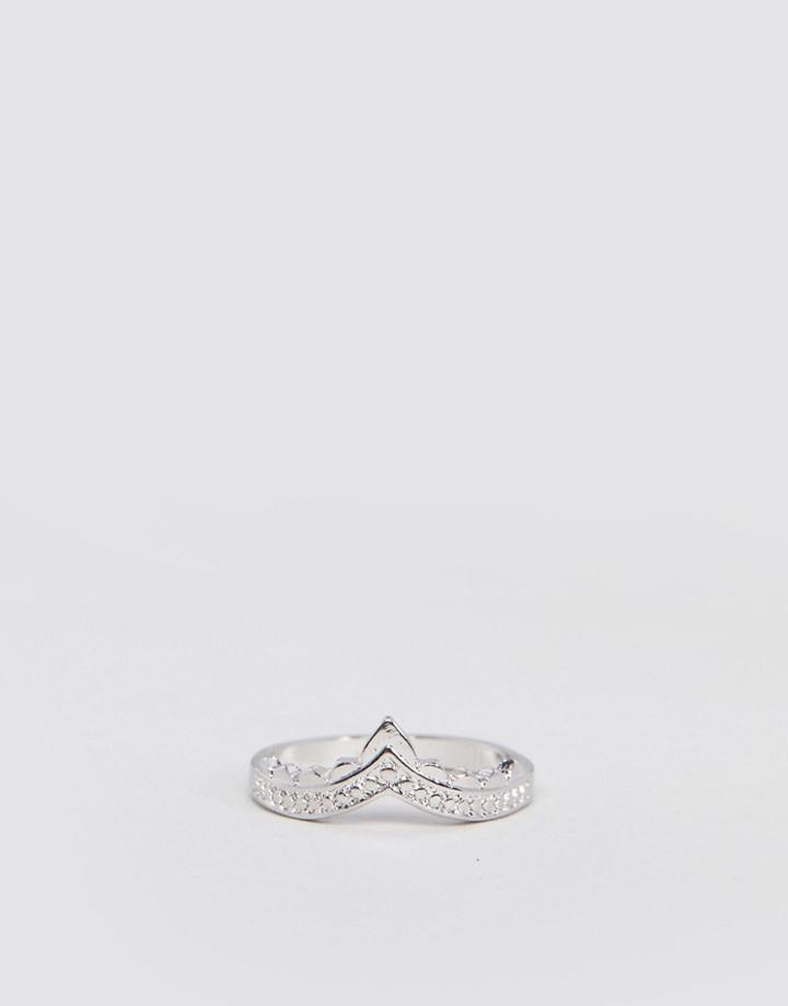 Asos Design Engraved Edge Thumb Ring - Silver