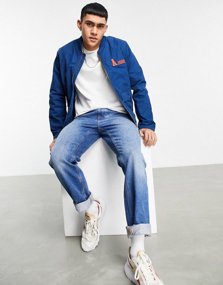 Asos Actual Bomber Jacket In Blue-blues