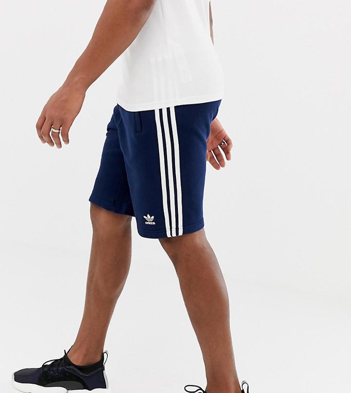 Adidas Originals Three Stripe Shorts In Navy - Navy