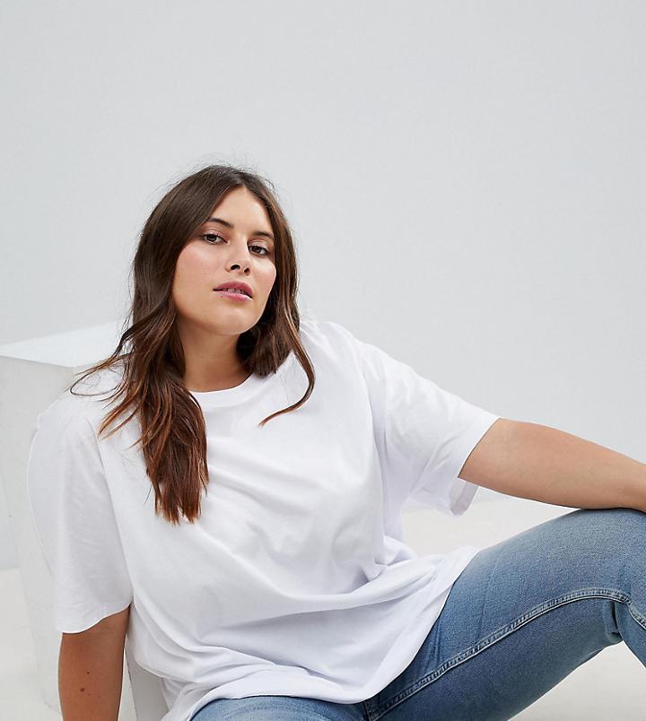 Asos Curve Super Oversized T-shirt With Kimono Sleeve - White