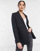 Whistles Ponte Waisted Blazer In Black-grey