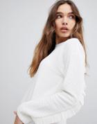 Jdy Sweatshirt With Frill Sleeve - White