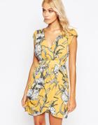 Traffic People Whisper Dress In Floral Print - Yellow
