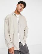 New Look Oversized Cord Overshirt In Off White