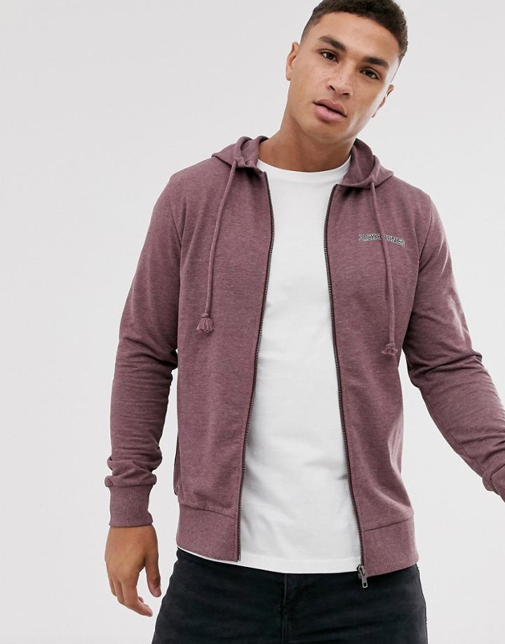 Jack & Jones Originals Zip Through Hoodie - Red