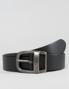 Asos Wide Leather Belt In Black With Vintage Buckle - Black