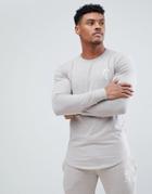 Gym King Logo Muscle Fit Long Sleeve Top In Oatmeal Marl - Beige