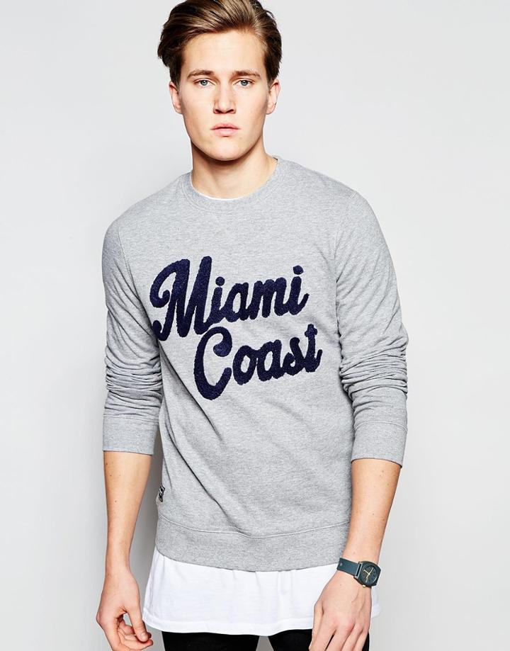 Threadbare Miami Coast Sweat Sweater - Gray