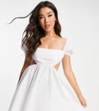 Asyou Double Tie Back Flippy Mini Dress In White