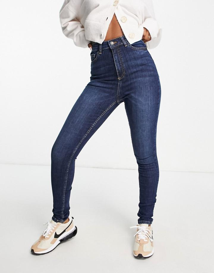 Aeropostale High Rise Skinny Jeans In Dark Blue