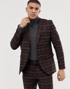 Jack & Jones Premium Suit Jacket In Slim Fit Check-purple