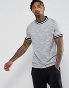 Asos T-shirt In Inject Fabric With Monochrome Tipping - Gray