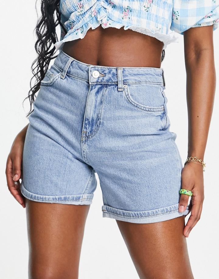 New Look Denim Boyfriend Short In Mid Blue