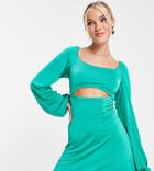 In The Style X Liberty Exclusive Cut Out Mini Skater Dress In Green