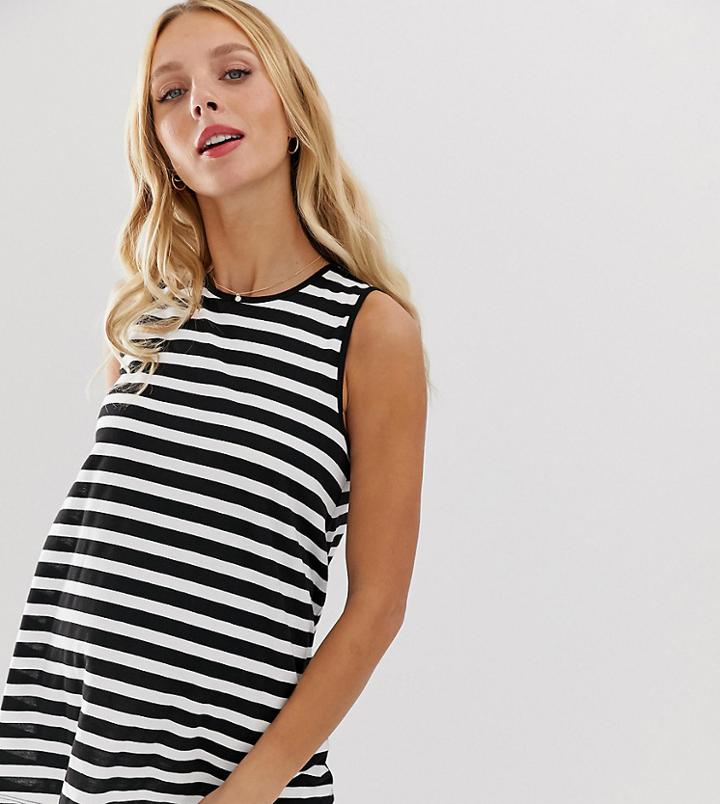 Asos Design Maternity Sleeveless Swing Tank In Stripe - Multi