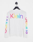 Calvin Klein Jeans X Pride Ombre Logo Sleeve T-shirt In Light Gray - Part Of A Set