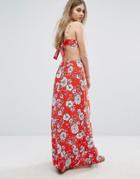 Club L Floral Tie Back Detailed Maxi Dress - Multi